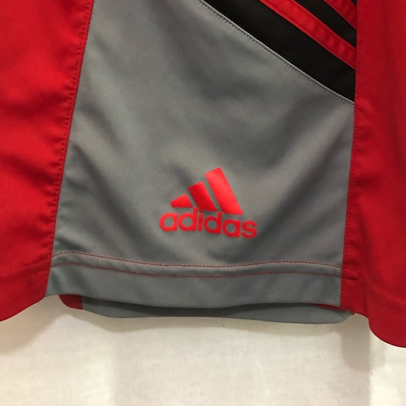 Adidas 3 Stripe Shorts Red - Picture 4 of 5
